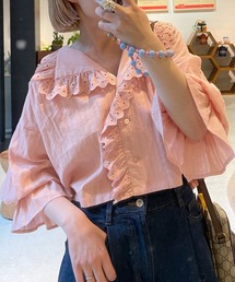w closet | レースフリルカラーショートシャツ(シャツ/ブラウス)