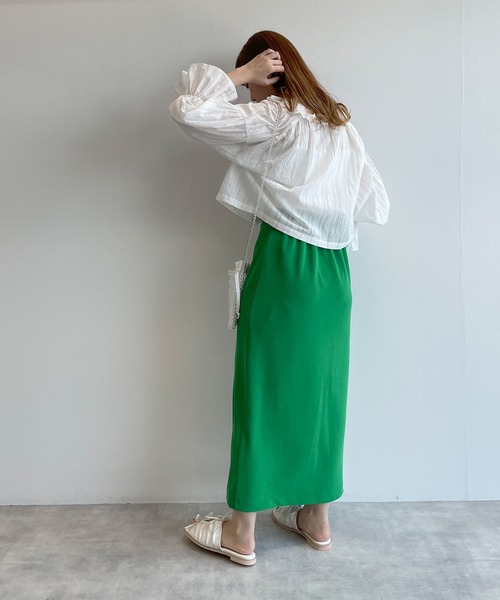 w closet（ダブルクローゼット）の「レースフリルカラーショートシャツ（シャツ/ブラウス・レディース・ブラック/オフホワイト/ピンク・FREE）」の13枚目の写真