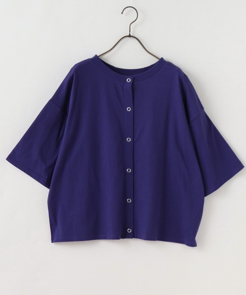 frames RAY CASSIN（フレームスレイカズン）の「WEB限定．USAコットン前後2WAYカーディガン（カーディガン/ボレロ・レディース・ピンク系/ネイビー系/ネイビー/ピンク・FREE）」の5枚目の写真