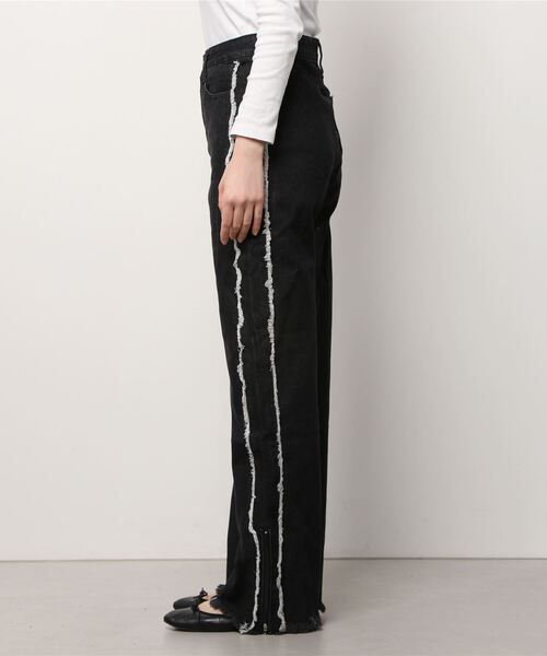 Y's フリンジ　デニムパンツ　ブラック Figments（フィグメンツ）の「サイドフリンジデニムパンツ