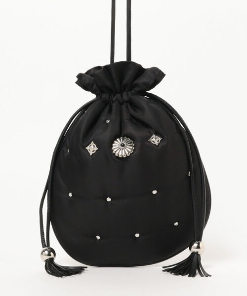 Ray BEAMS(レイビームス)の「CONTROL FREAK / スタッズ コンチョ 巾着 バッグ(メッセンジャーバッグ・レディース・ブラック/オリーブ・ONE SIZE)」の6枚目の写真