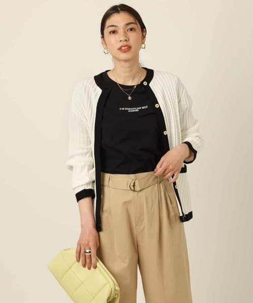 a.v.v（アーヴェヴェ）の「バイカラートリムサマーニットカーディガン（カーディガン/ボレロ・レディース・ネイビー/アイボリー・34/38/42/40/36）」の6枚目の写真