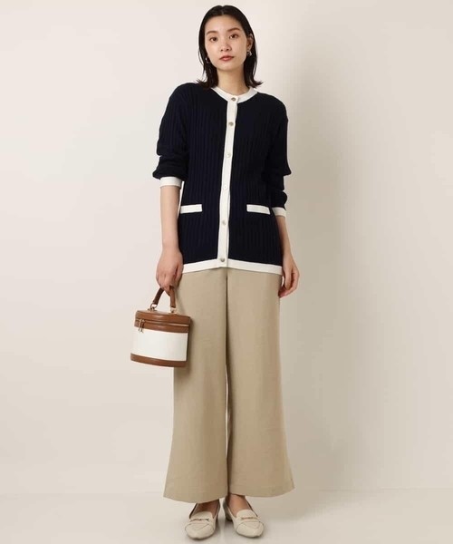 a.v.v（アーヴェヴェ）の「バイカラートリムサマーニットカーディガン（カーディガン/ボレロ・レディース・ネイビー/アイボリー・34/38/42/40/36）」の7枚目の写真