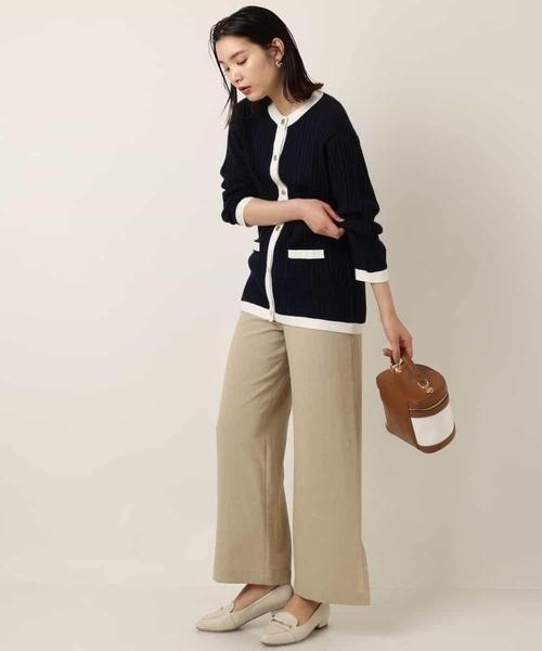a.v.v（アーヴェヴェ）の「バイカラートリムサマーニットカーディガン（カーディガン/ボレロ・レディース・ネイビー/アイボリー・34/38/42/40/36）」の8枚目の写真