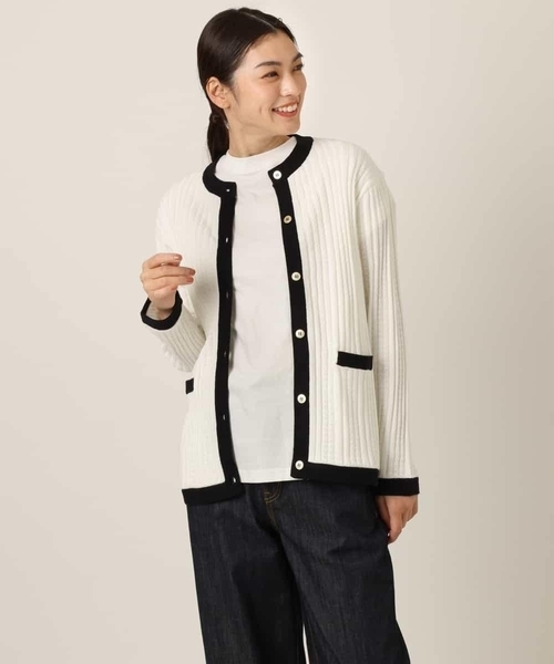 a.v.v（アーヴェヴェ）の「バイカラートリムサマーニットカーディガン（カーディガン/ボレロ・レディース・ネイビー/アイボリー・34/38/42/40/36）」の10枚目の写真