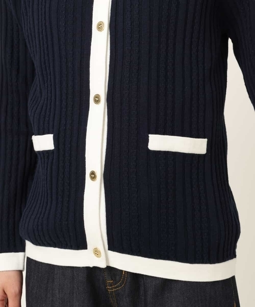 a.v.v（アーヴェヴェ）の「バイカラートリムサマーニットカーディガン（カーディガン/ボレロ・レディース・ネイビー/アイボリー・34/38/42/40/36）」の15枚目の写真