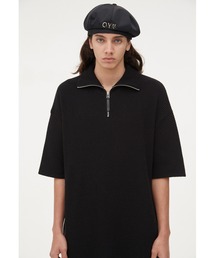 『OY/オーワイ』LOGO ZIPPER POLA HALF KNIT/バックロゴ ハーフジップ半袖Tシャツ
