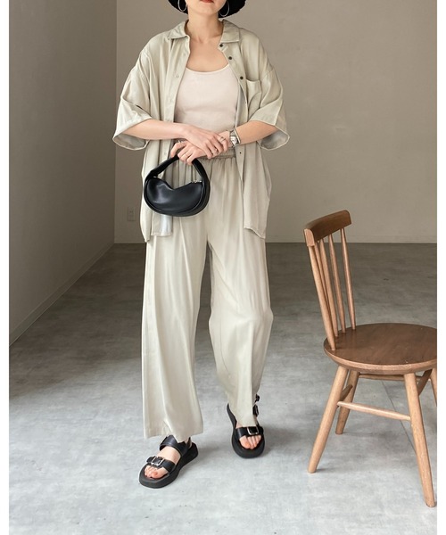 セットアップ 半袖シャツ ワイドパンツ 無地 シンプル ルーズ MinoriTY セットアップ 「MinoriTY」落ち感ドルマンセットアップ