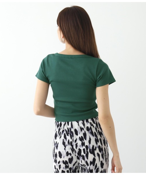 ANAP（アナップ）の「ハーフジップリブトップス（Tシャツ/カットソー・レディース・オフホワイト/ブラック/モスグリーン/グレイッシュベージュ・FREE）」の11枚目の写真