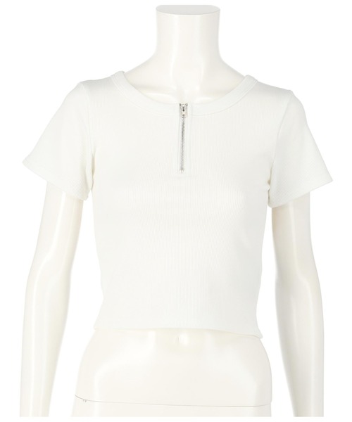 ANAP（アナップ）の「ハーフジップリブトップス（Tシャツ/カットソー・レディース・オフホワイト/ブラック/モスグリーン/グレイッシュベージュ・FREE）」の17枚目の写真