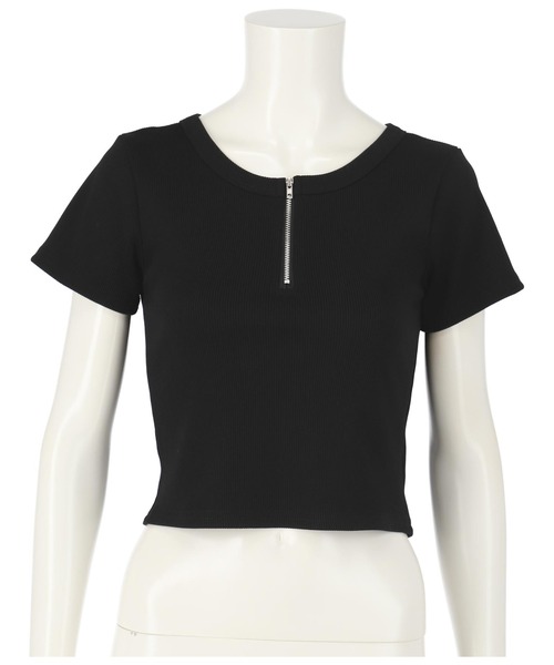 ANAP（アナップ）の「ハーフジップリブトップス（Tシャツ/カットソー・レディース・オフホワイト/ブラック/モスグリーン/グレイッシュベージュ・FREE）」の19枚目の写真