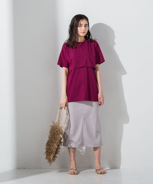 socolla（ソコラ）の「【socolla】【2点セット】レイヤードセットTシャツ（Tシャツ/カットソー・レディース・ブルー系その他/ボルドー/オフホワイト/グレー系その他・M）」の6枚目の写真