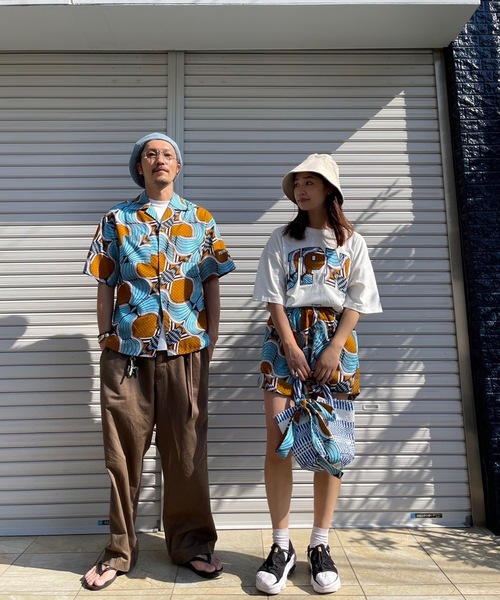 moyan ecri(モヤン エクリ)の「<moyan ecri>ショートスリーブオープンカラーシャツ【アフリカンファブリック】(シャツ/ブラウス・メンズ・ライトブルー/ホワイト×レッド・FREE)」の19枚目の写真