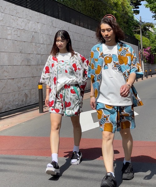 moyan ecri(モヤン エクリ)の「<moyan ecri>ショートスリーブオープンカラーシャツ【アフリカンファブリック】(シャツ/ブラウス・メンズ・ライトブルー/ホワイト×レッド・FREE)」の20枚目の写真