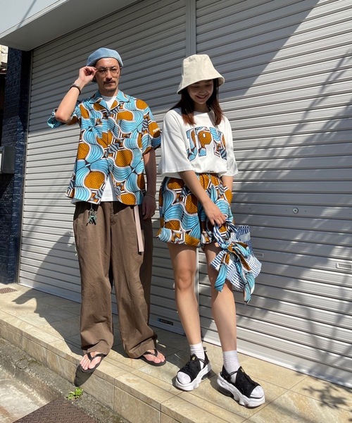 moyan ecri(モヤン エクリ)の「<moyan ecri>ショートスリーブオープンカラーシャツ【アフリカンファブリック】(シャツ/ブラウス・メンズ・ライトブルー/ホワイト×レッド・FREE)」の18枚目の写真