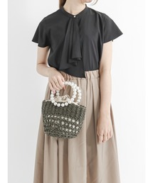 ラッフルボウタイブラウス