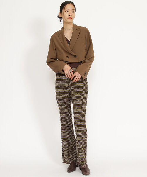 Ray BEAMS（レイビームス）の「Ray BEAMS / 2ボタン ダブル クロップド ジャケット（その他アウター・レディース・ブラック/ダークブラウン・1/0）」の12枚目の写真