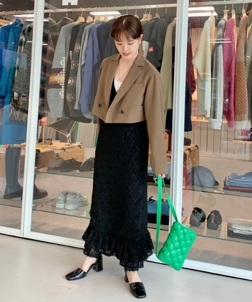 Ray BEAMS（レイビームス）の「Ray BEAMS / 2ボタン ダブル クロップド ジャケット（その他アウター・レディース・ブラック/ダークブラウン・1/0）」の21枚目の写真