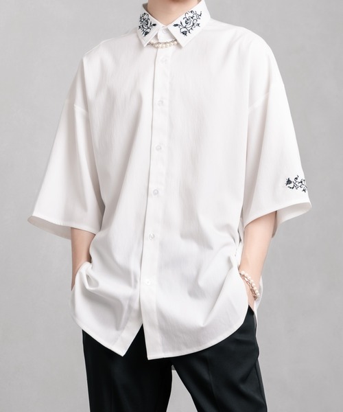 Adoon plain(アドーンプレーン)の「【Adoon plain】花柄刺繍シャツ(シャツ/ブラウス・メンズ・ブラック/オフホワイト・MEDIUM/LARGE)」の18枚目の写真