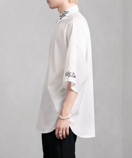 Adoon plain(アドーンプレーン)の「【Adoon plain】花柄刺繍シャツ(シャツ/ブラウス・メンズ・ブラック/オフホワイト・MEDIUM/LARGE)」の8枚目の写真