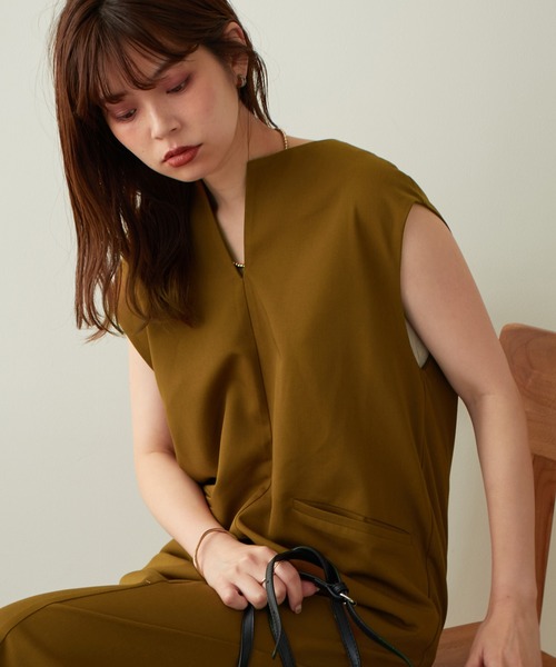 natural couture（ナチュラルクチュール）の「2022AWアイテム/スリットネックジャンバースカート（ジャンパースカート・レディース・ブラック/ベージュ/イエロー系その他/レッド系その他・FREE）」の18枚目の写真