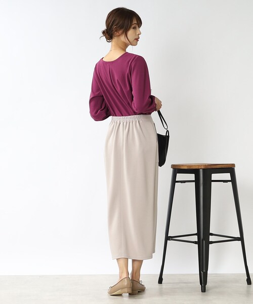 DRESKIP（ドレスキップ）の「◆【2点セット】袖口タック七分袖トップス（Tシャツ/カットソー・レディース・ブラック/パープル系/サンドベージュ/グリーン・02/03/04）」の6枚目の写真