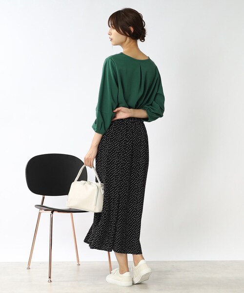 DRESKIP（ドレスキップ）の「◆【2点セット】袖口タック七分袖トップス（Tシャツ/カットソー・レディース・ブラック/パープル系/サンドベージュ/グリーン・02/03/04）」の12枚目の写真