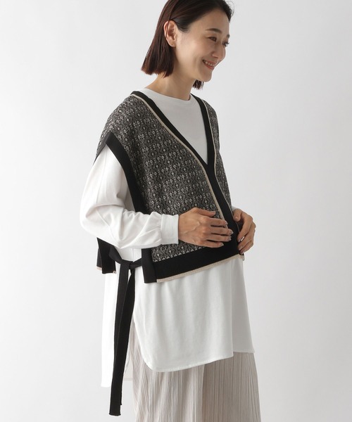 LEPSIM（レプシィム）の「マタニティ／ジャガードベストセットチュニック　295535（マタニティウェア/グッズ・レディース・ブラック/ブラウン・FREE）」の2枚目の写真