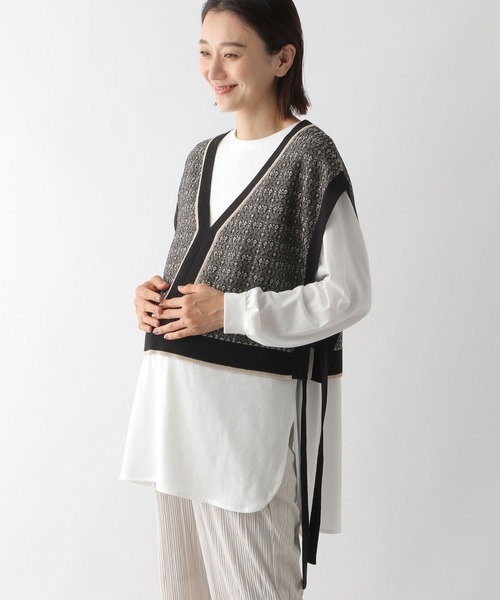 LEPSIM（レプシィム）の「マタニティ／ジャガードベストセットチュニック　295535（マタニティウェア/グッズ・レディース・ブラック/ブラウン・FREE）」の15枚目の写真