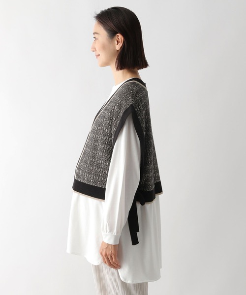 LEPSIM（レプシィム）の「マタニティ／ジャガードベストセットチュニック　295535（マタニティウェア/グッズ・レディース・ブラック/ブラウン・FREE）」の3枚目の写真