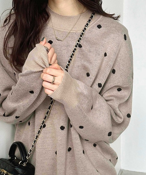 セール】【新色追加】ドット柄ニットプルオーバー（ニット/セーター