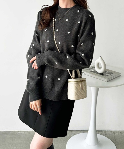 セール】【新色追加】ドット柄ニットプルオーバー（ニット/セーター