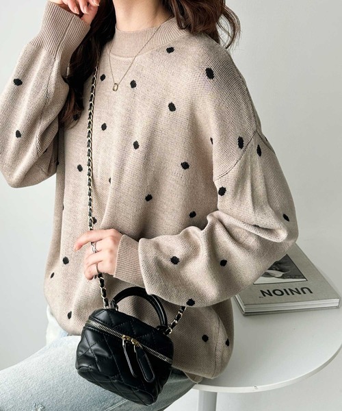 セール】【新色追加】ドット柄ニットプルオーバー（ニット