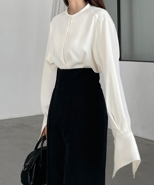 Louere（ルエレ）の「バンドカラー比翼シャツ（シャツ/ブラウス