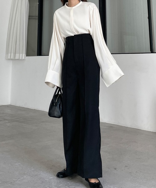 ✨極美品✨パラスパレス 玉梅柄 バンドカラー シャツ 変形 比翼ボタン 羽織り 極美品】パラスパレス 十日 シャツ／ブラウス インディゴ 花柄 (薔薇）