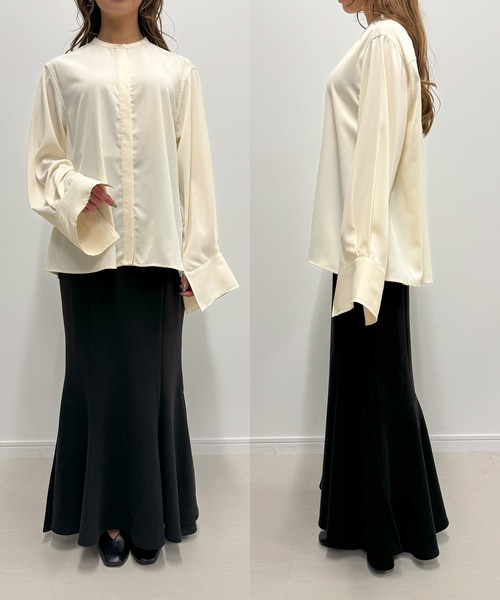 セール】バンドカラー比翼シャツ（シャツ/ブラウス）｜Louere（ルエレ