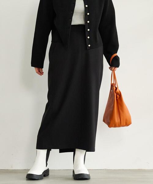 green label relaxing（グリーンレーベルリラクシング）の「［ size SHORT / TALLあり ］オルマイスカート タイト 裏起毛 -マシンウォッシャブル・ストレッチ・防シワ・帯電防止-（スカート・レディース・ブラック/オリーブ/ホワイト/その他1/その他2/ライラック・FREE/SHORT/TALL）」の2枚目の写真