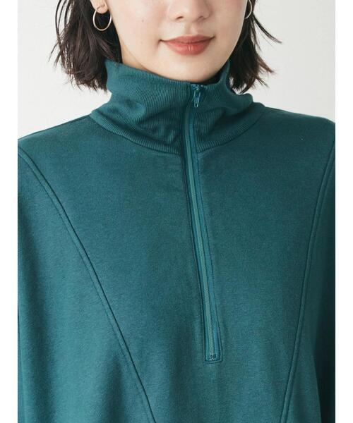 Green　Parks（グリーンパークス）の「ハーフZIP裏毛ワンピース＊（ワンピース・レディース・ダークグリーン/ブラック・FREE）」の9枚目の写真