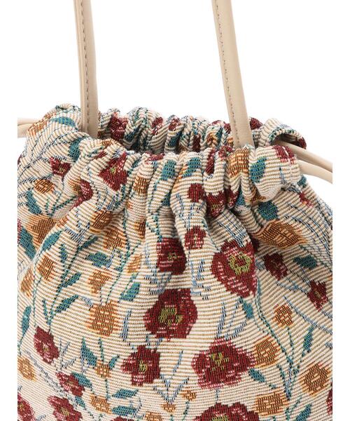 Te chichi TERRASSE（テチチテラス）の「花柄ジャカード巾着バッグ（ハンドバッグ・レディース・ブラック/オフホワイト・ﾌﾘ-）」の13枚目の写真