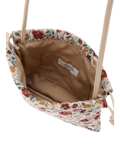 Te chichi TERRASSE（テチチテラス）の「花柄ジャカード巾着バッグ（ハンドバッグ・レディース・ブラック/オフホワイト・ﾌﾘ-）」の14枚目の写真