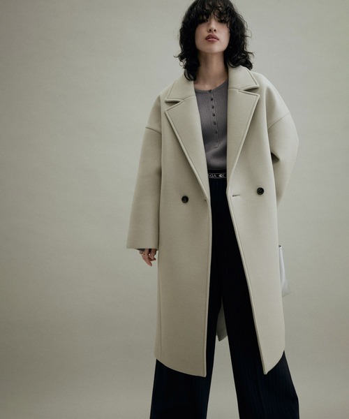 ADAM ET ROPE'(アダムエロペ)の「【サステナブル・WEB限定(一部店舗展開あり)】ボンディングダブルチェスターコート(チェスターコート・レディース・ライトグレー/ブラック/ブラウン系その他2・38/36)」の5枚目の写真