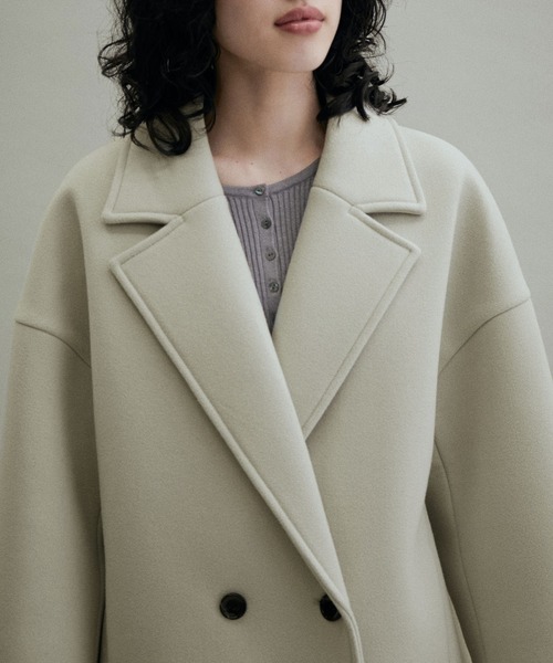ADAM ET ROPE'(アダムエロペ)の「【サステナブル・WEB限定(一部店舗展開あり)】ボンディングダブルチェスターコート(チェスターコート・レディース・ライトグレー/ブラック/ブラウン系その他2・38/36)」の7枚目の写真