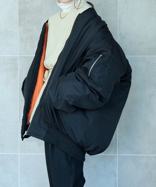 HANNE（アン）の「スリーブギャザーディティールMA-1（MA-1・レディース・ブラック/アイボリー・フリー）」の7枚目の写真