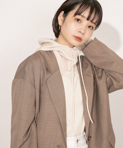 KBF(ケイビーエフ)の「『のんさん着用』ドロストバラクラバ(ニットキャップ/ビーニー・レディース・グレー/グリーン/アイボリー・ONE)」の5枚目の写真