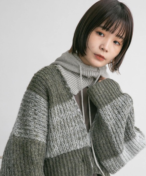 KBF(ケイビーエフ)の「『のんさん着用』ドロストバラクラバ(ニットキャップ/ビーニー・レディース・グレー/グリーン/アイボリー・ONE)」の15枚目の写真