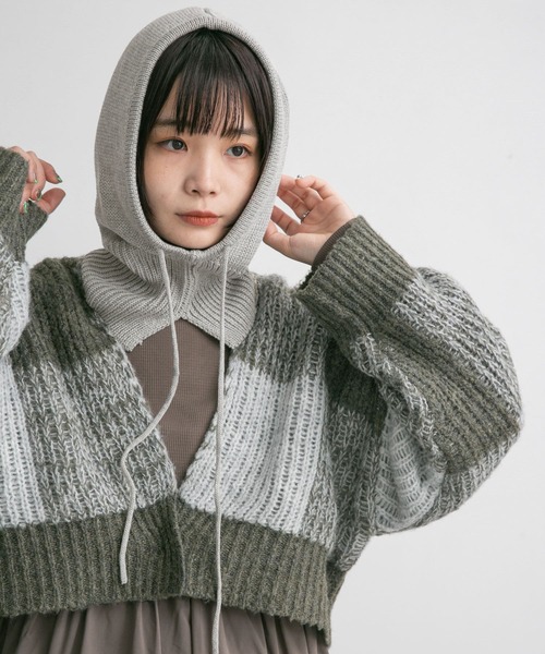 KBF(ケイビーエフ)の「『のんさん着用』ドロストバラクラバ(ニットキャップ/ビーニー・レディース・グレー/グリーン/アイボリー・ONE)」の21枚目の写真