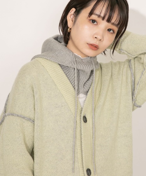KBF(ケイビーエフ)の「『のんさん着用』ドロストバラクラバ(ニットキャップ/ビーニー・レディース・グレー/グリーン/アイボリー・ONE)」の6枚目の写真
