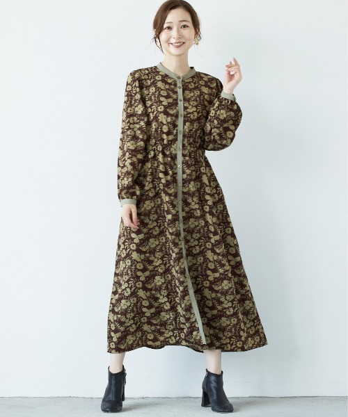 PAPAVER（パパヴェル）の「【papaver】花柄OP（ワンピース・レディース・ブラウン/アイボリー/ブラック/カーキ・MEDIUM）」の4枚目の写真