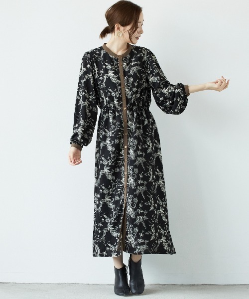 PAPAVER（パパヴェル）の「【papaver】花柄OP（ワンピース・レディース・ブラウン/アイボリー/ブラック/カーキ・MEDIUM）」の3枚目の写真
