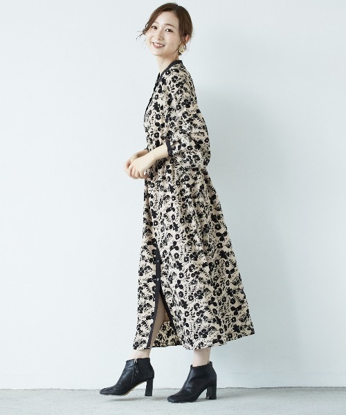 PAPAVER（パパヴェル）の「【papaver】花柄OP（ワンピース・レディース・ブラウン/アイボリー/ブラック/カーキ・MEDIUM）」の5枚目の写真